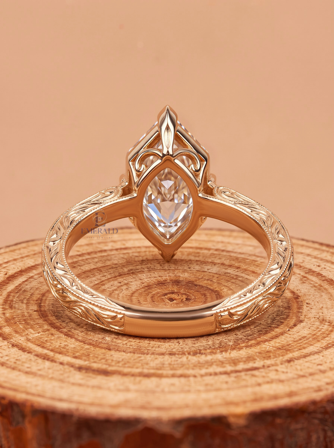 1.0CT to 3.0CT Elongated Hexagon Rose Cut Lab Grown Diamond Vintage Filigree Engagement Ring
