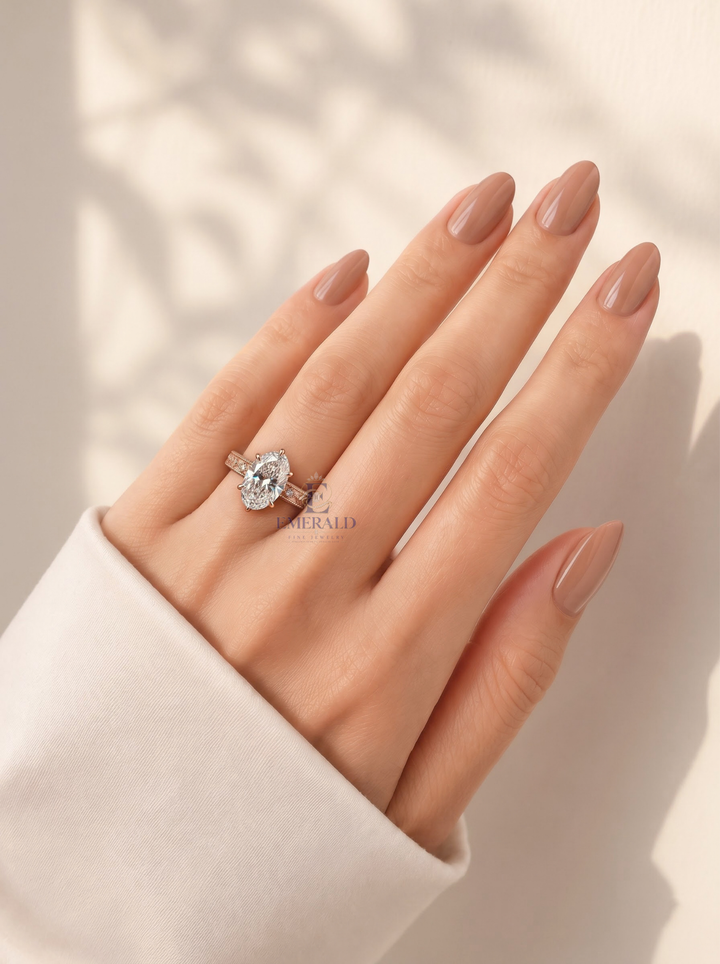 1.0CT to 3.0CT Oval Lab Grown Diamond Vintage Milgrain Engraved Engagement Ring For Her