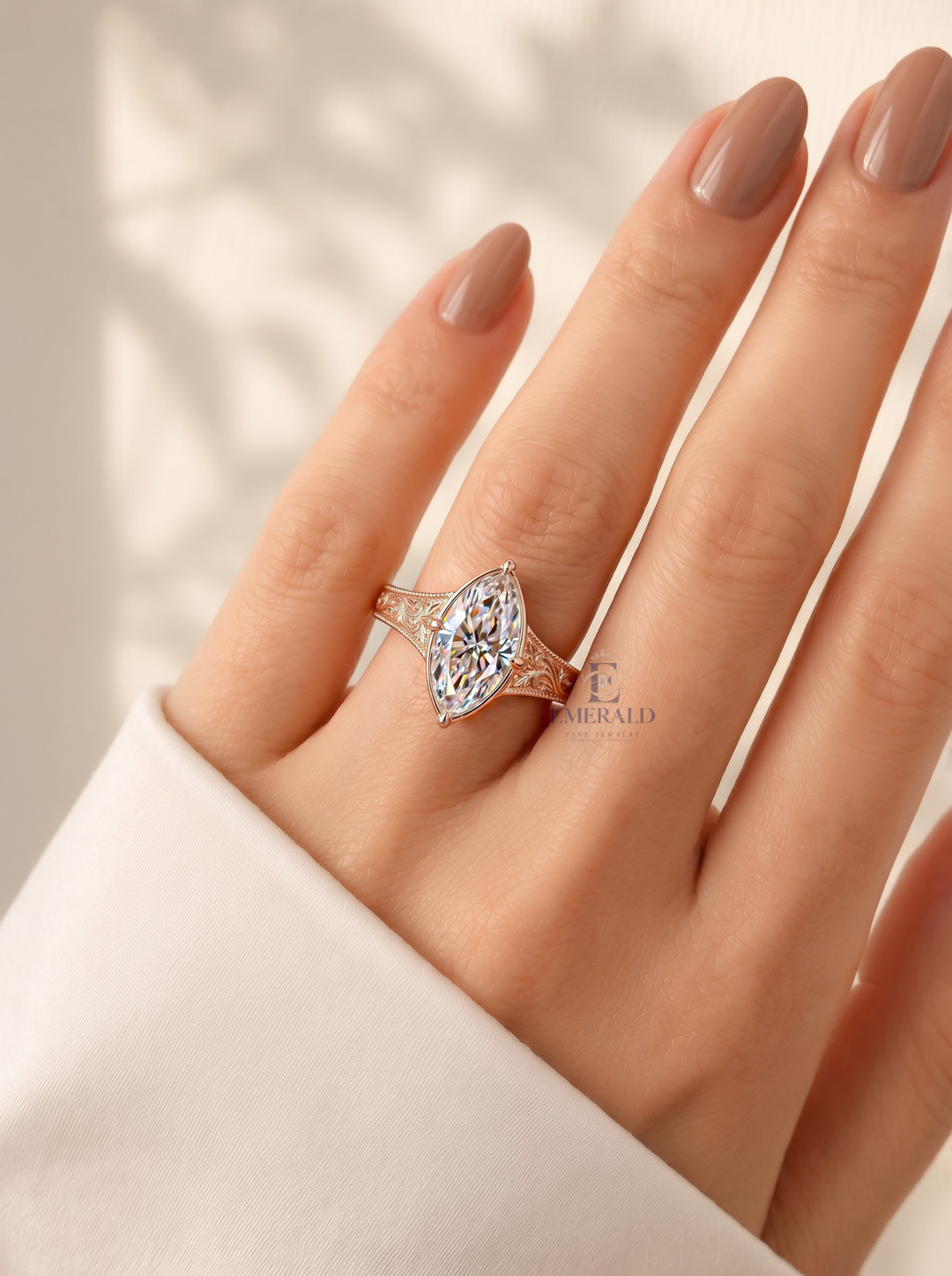 2.0CT to 3.0CT Marquise Cut Lab Grown Diamond Vintage Bezel Set Milgrain Engagement Ring