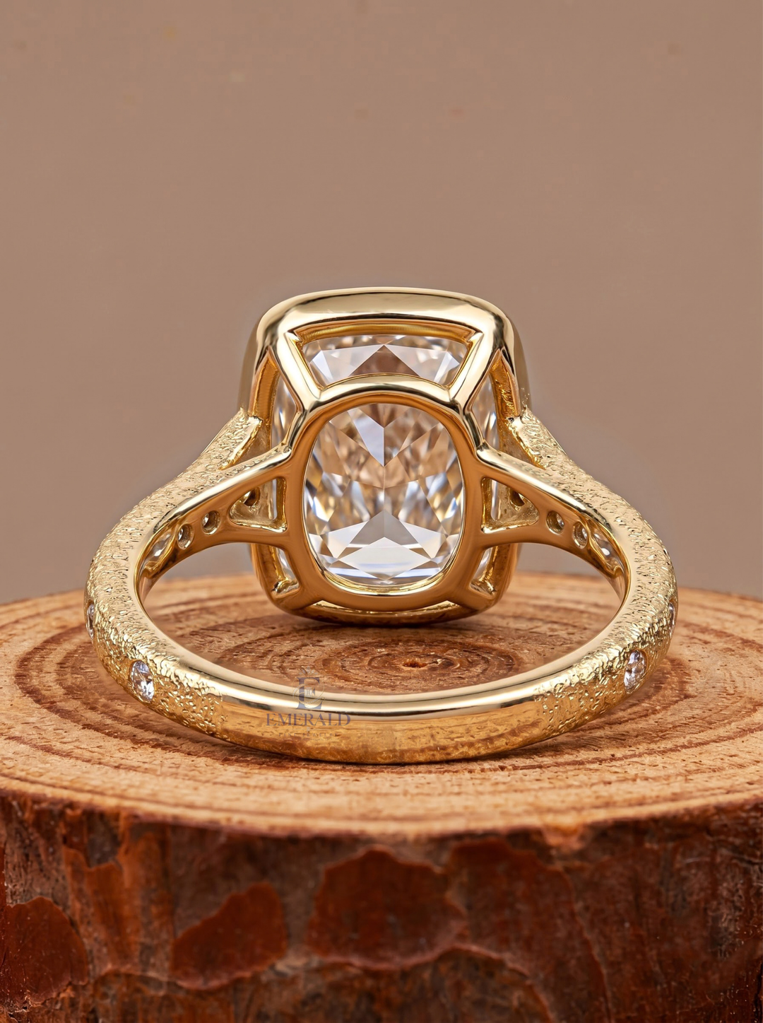 3.0CT Elongated Cushion Lab Grown Diamond Bezel Set Vintage Three Stone Engagement Ring
