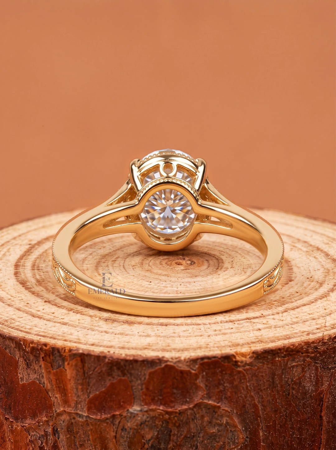 1.0CT to 3.0CT Oval Lab Grown Diamond Vintage Bezel Milgrain Three Stone Engagement Ring