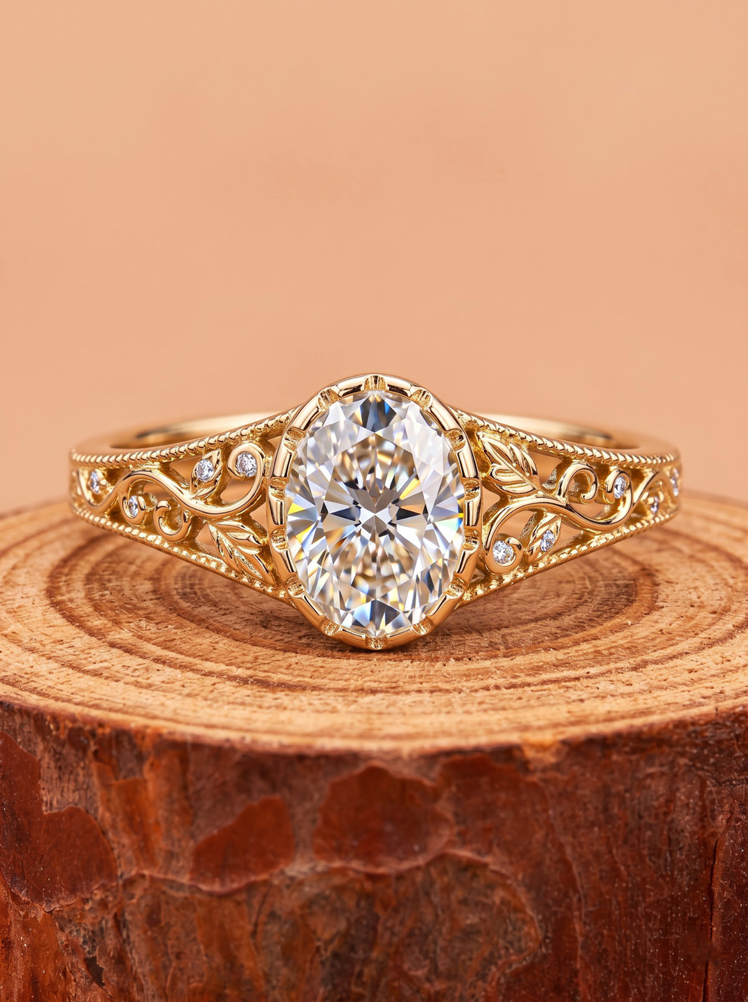 2.50CT Oval Lab Grown Diamond Vintage Filigree Vine Engagement Ring