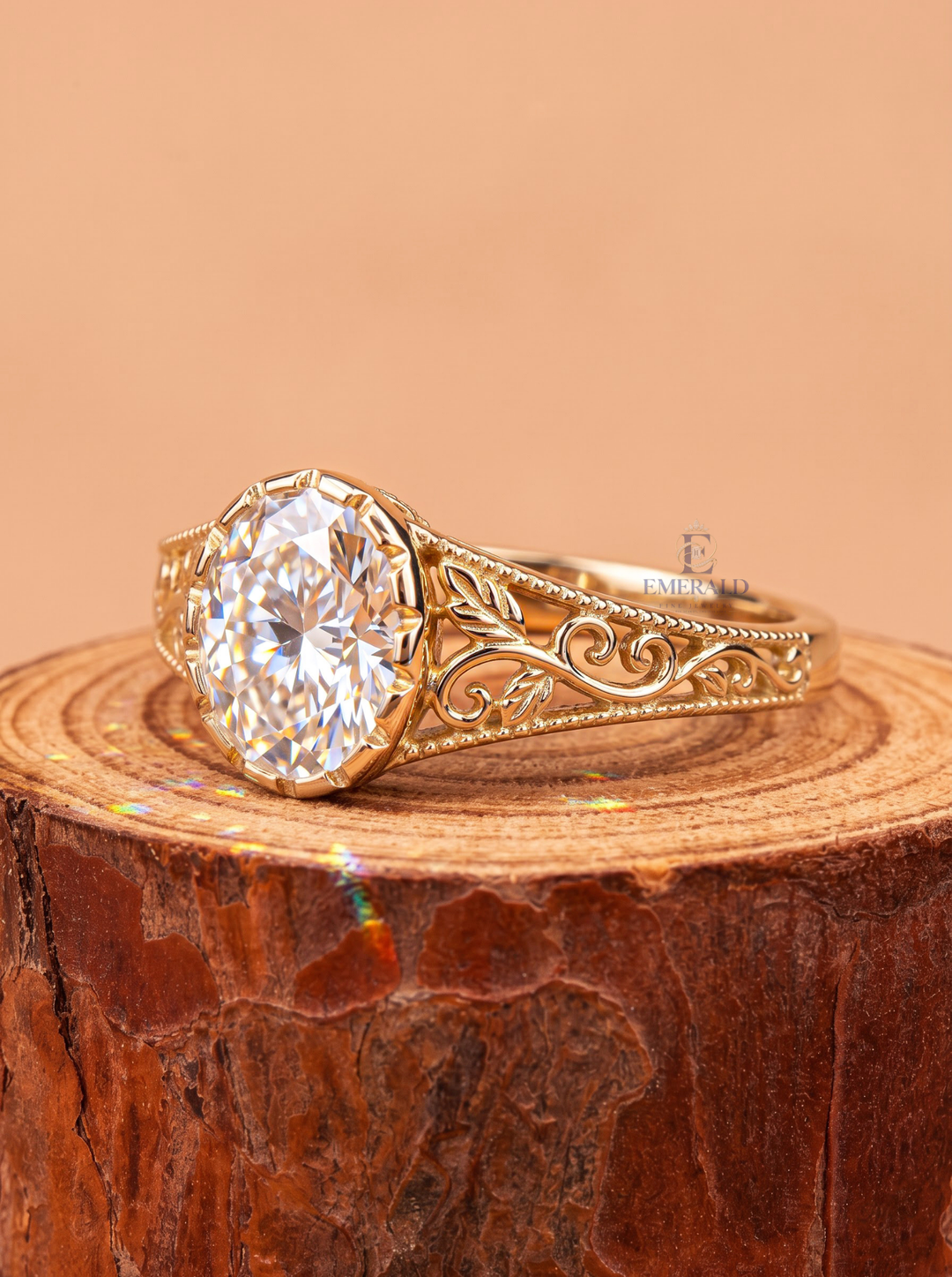 2.50CT Oval Lab Grown Diamond Vintage Filigree Vine Engagement Ring