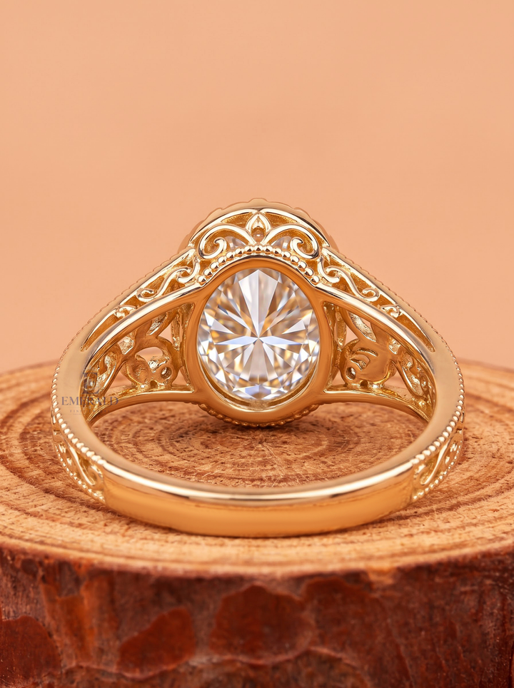 2.50CT Oval Lab Grown Diamond Vintage Filigree Vine Engagement Ring