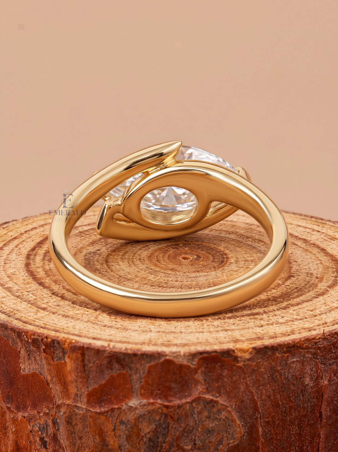 East West Marquise Cut Lab Grown Diamond Unique Bypass Engagement Ring