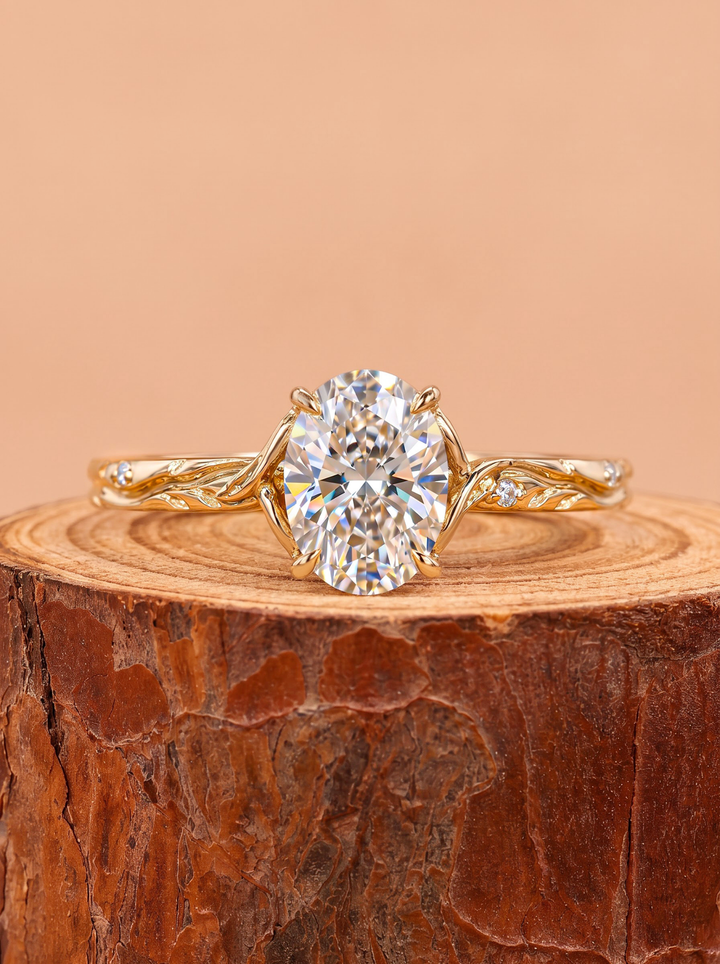 2.0CT Oval Cut Lab Grown Diamond Vintage Vine Design Engagement Ring with Accent Diamonds