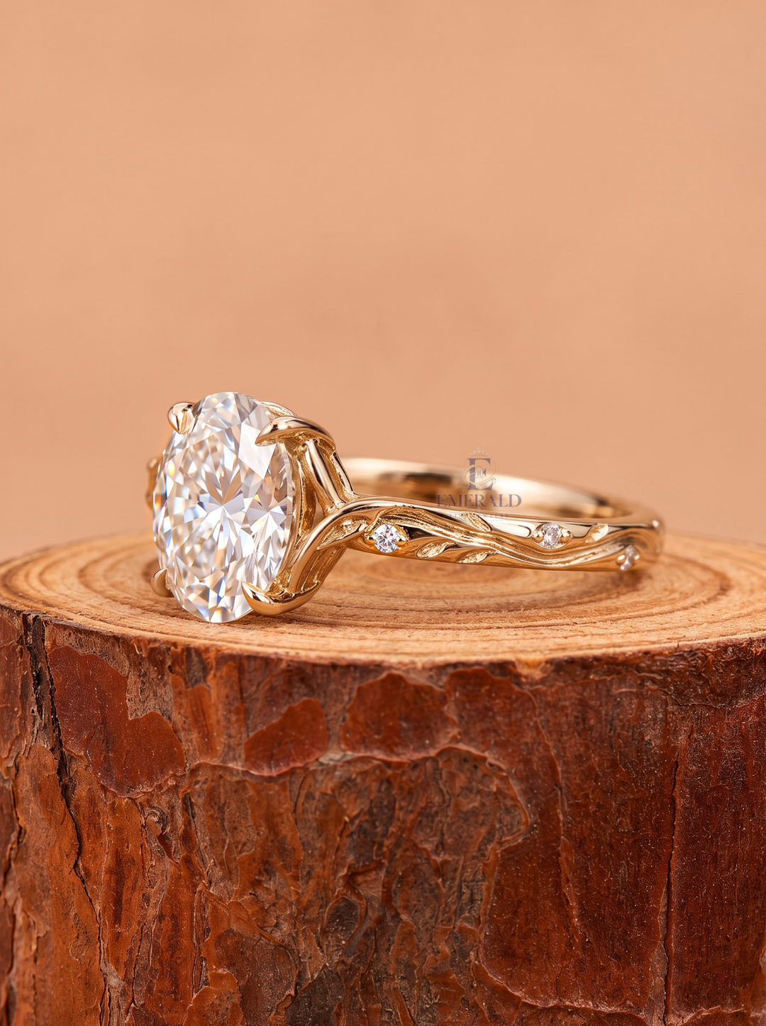 2.0CT Oval Cut Lab Grown Diamond Vintage Vine Design Engagement Ring with Accent Diamonds