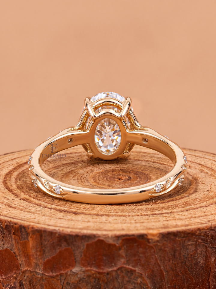 2.0CT Oval Cut Lab Grown Diamond Vintage Vine Design Engagement Ring with Accent Diamonds