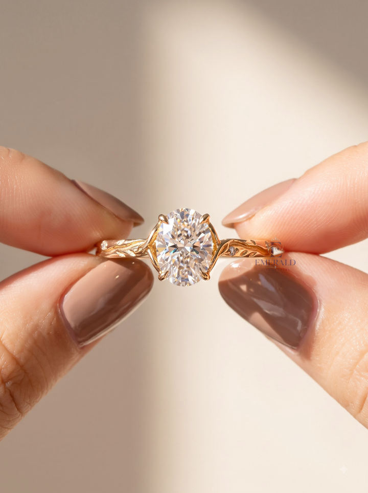 2.0CT Oval Cut Lab Grown Diamond Vintage Vine Design Engagement Ring with Accent Diamonds