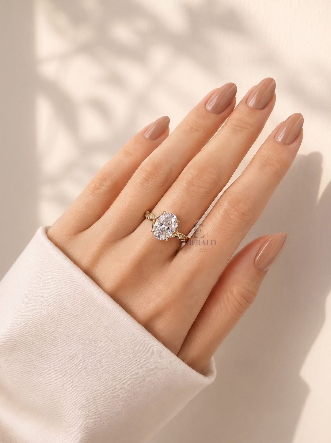 2.0CT Oval Cut Lab Grown Diamond Vintage Vine Design Engagement Ring with Accent Diamonds