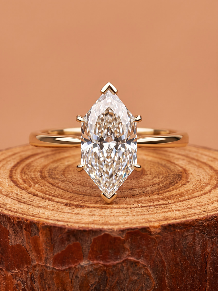 1.0CT to 3.0CT Elongated Hexagon Lab Grown Diamond Solitaire Engagement Ring