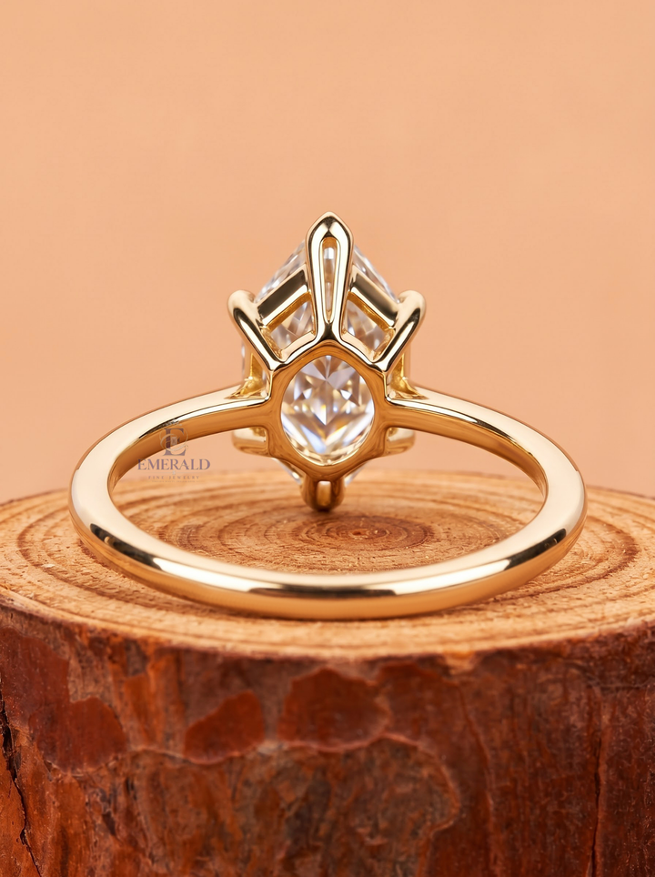 1.0CT to 3.0CT Elongated Hexagon Lab Grown Diamond Solitaire Engagement Ring