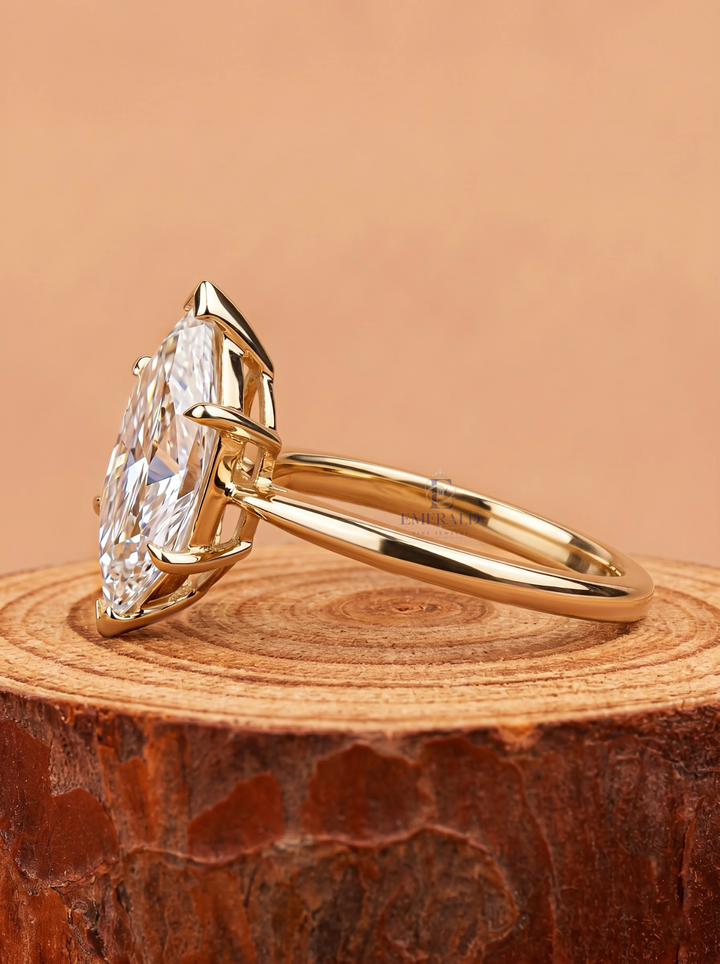 1.0CT to 3.0CT Elongated Hexagon Lab Grown Diamond Solitaire Engagement Ring