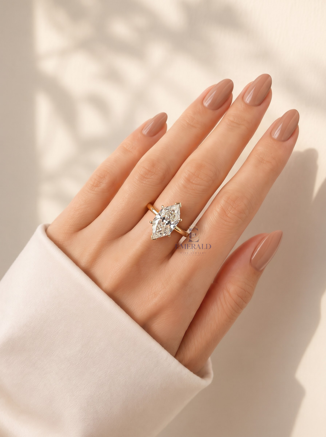 1.0CT to 3.0CT Elongated Hexagon Lab Grown Diamond Solitaire Engagement Ring