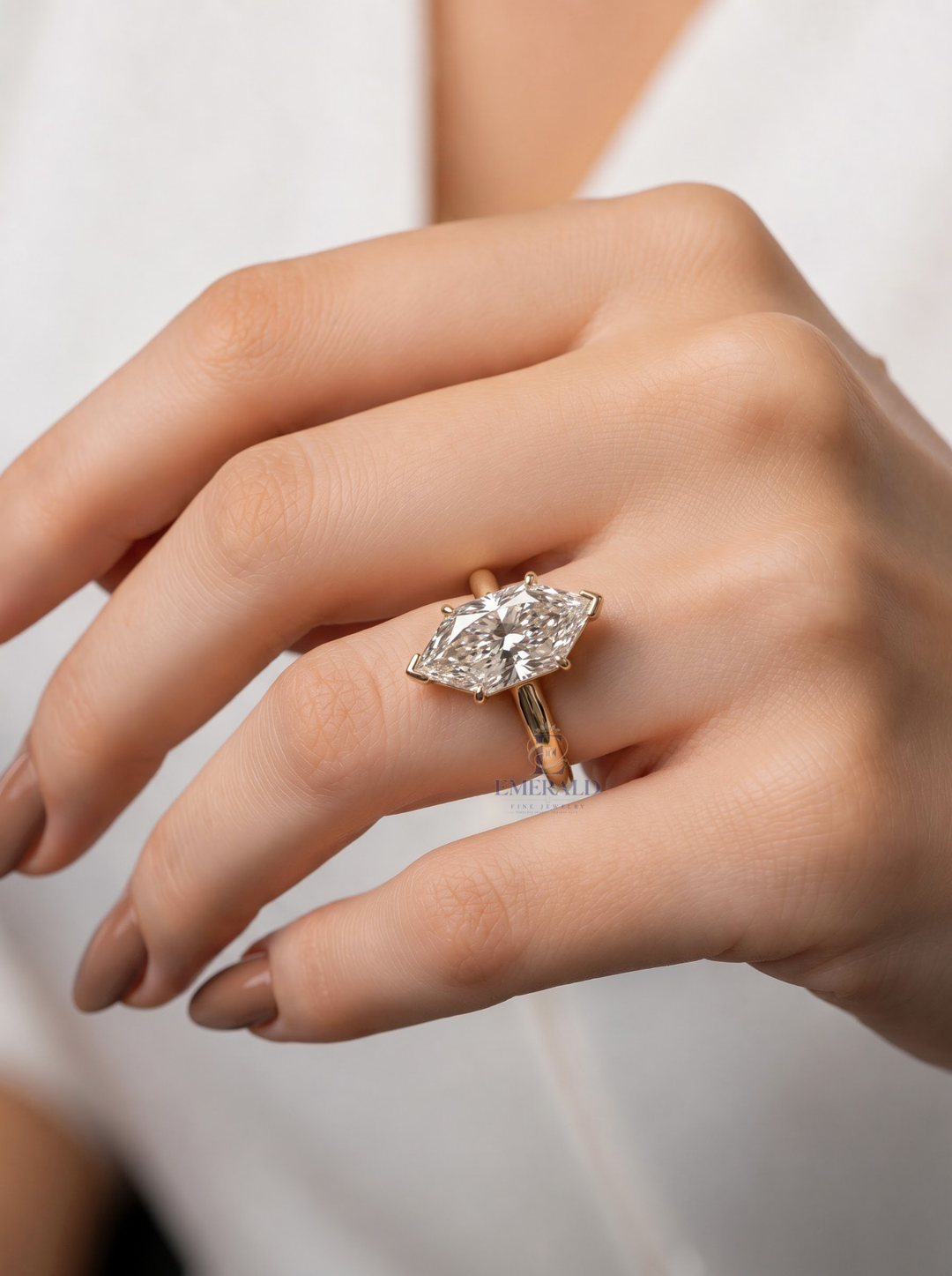 1.0CT to 3.0CT Elongated Hexagon Lab Grown Diamond Solitaire Engagement Ring