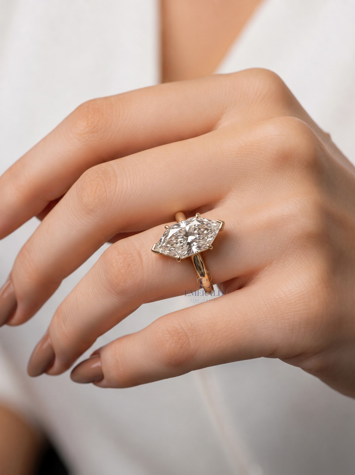 1.0CT to 3.0CT Elongated Hexagon Lab Grown Diamond Solitaire Engagement Ring
