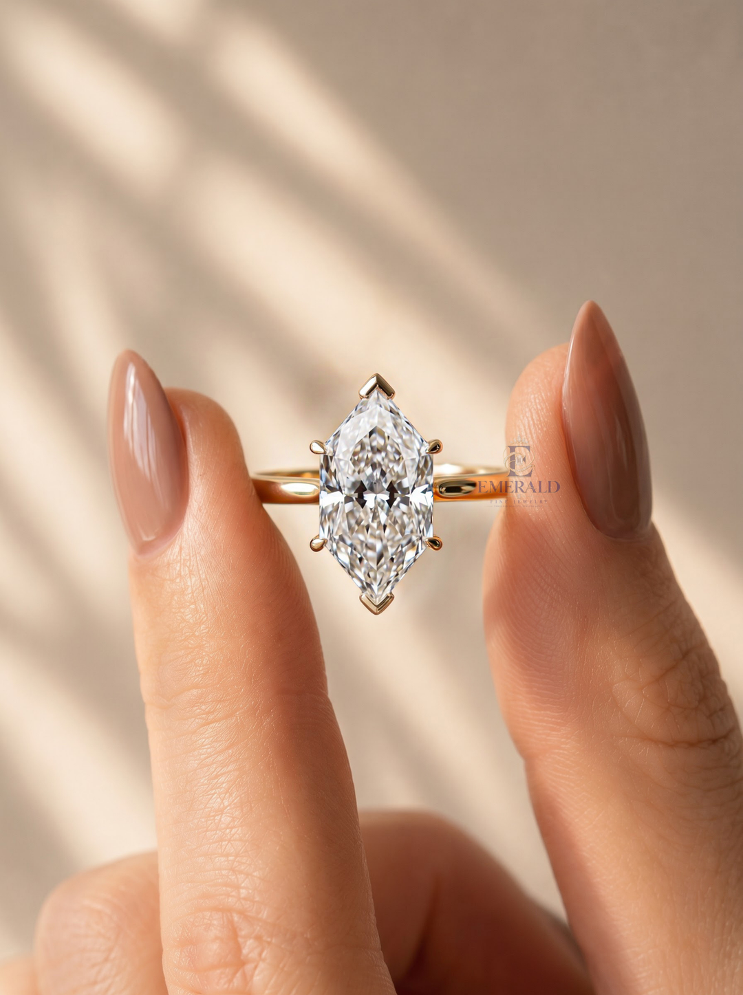 1.0CT to 3.0CT Elongated Hexagon Lab Grown Diamond Solitaire Engagement Ring