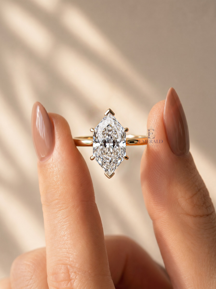 1.0CT to 3.0CT Elongated Hexagon Lab Grown Diamond Solitaire Engagement Ring