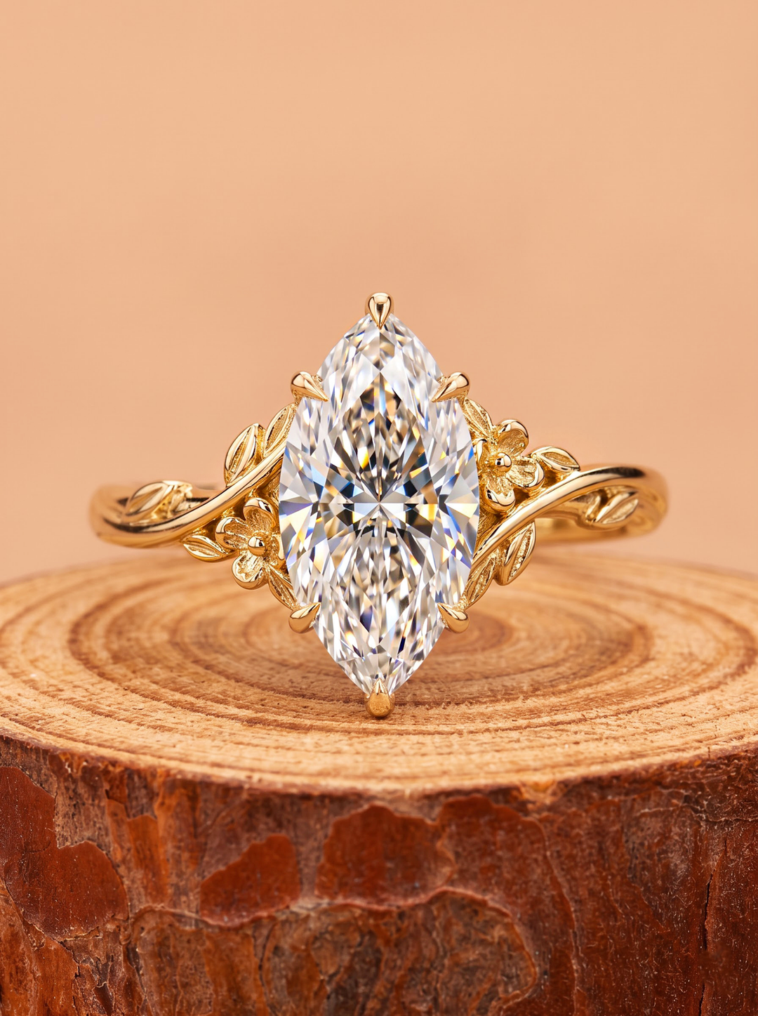 1.0CT to 3.0CT Marquise Lab Grown Diamond Vintage Floral Vine Engagement Ring