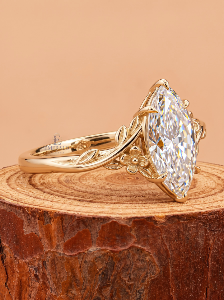 1.0CT to 3.0CT Marquise Lab Grown Diamond Vintage Floral Vine Engagement Ring