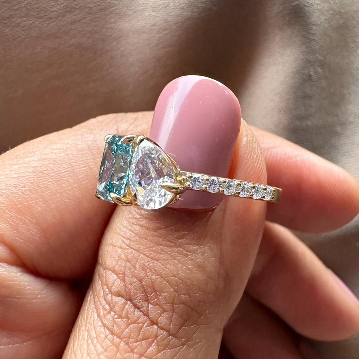 , GIA certified lab diamond, IGI certified lab diamond, eco-friendly bridal jewelry, bespoke Toi et Moi design