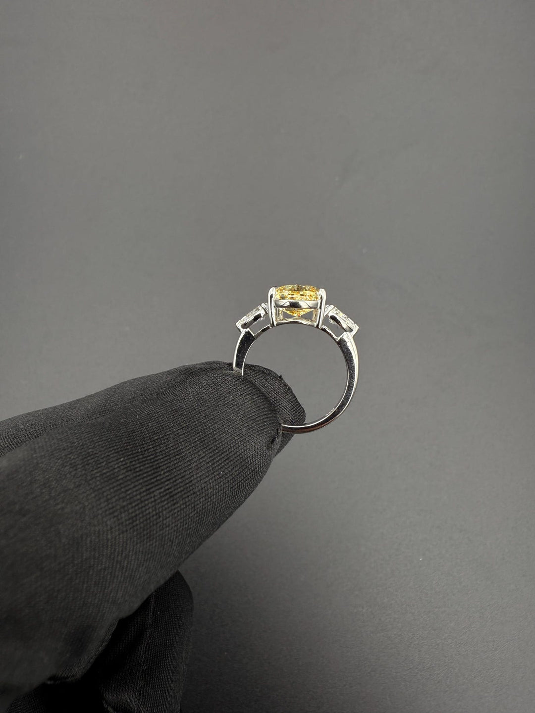 three stone pear cut diamond ring
