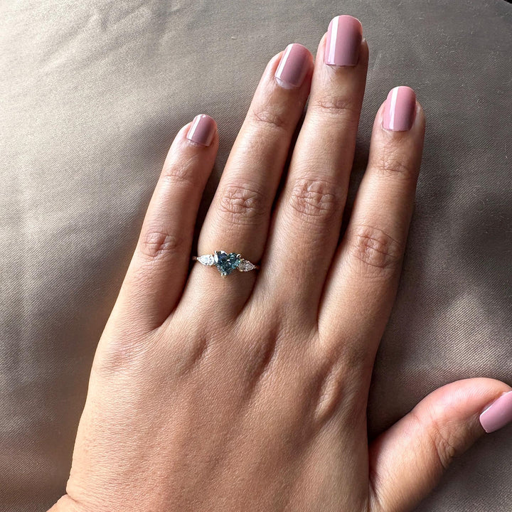 unique heart engagement ring, certified blue diamond ring, luxury gift for women, IGI certified lab diamond, custom heart ring.