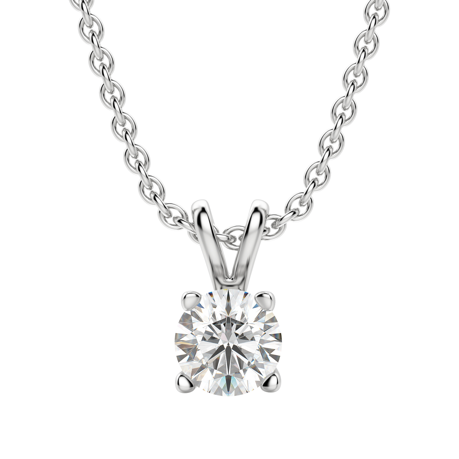 0.25-1.0CT Round Solitaire F-VS Lab Grown Diamond Necklace for Her