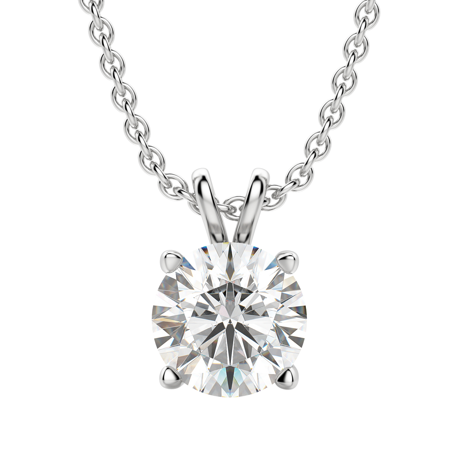 0.25-1.0CT Round Solitaire F-VS Lab Grown Diamond Necklace for Her