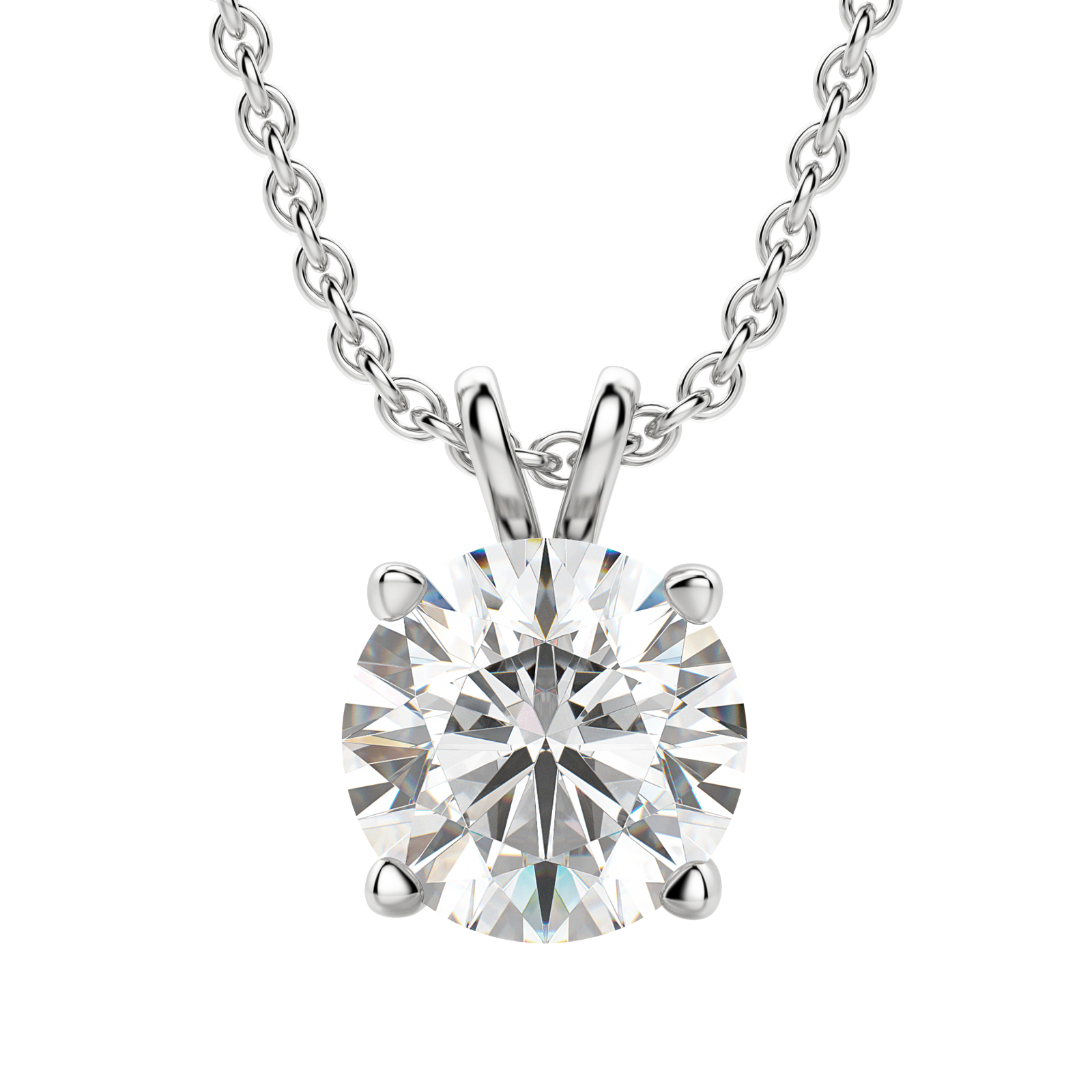 0.25-1.0CT Round Solitaire F-VS Lab Grown Diamond Necklace for Women