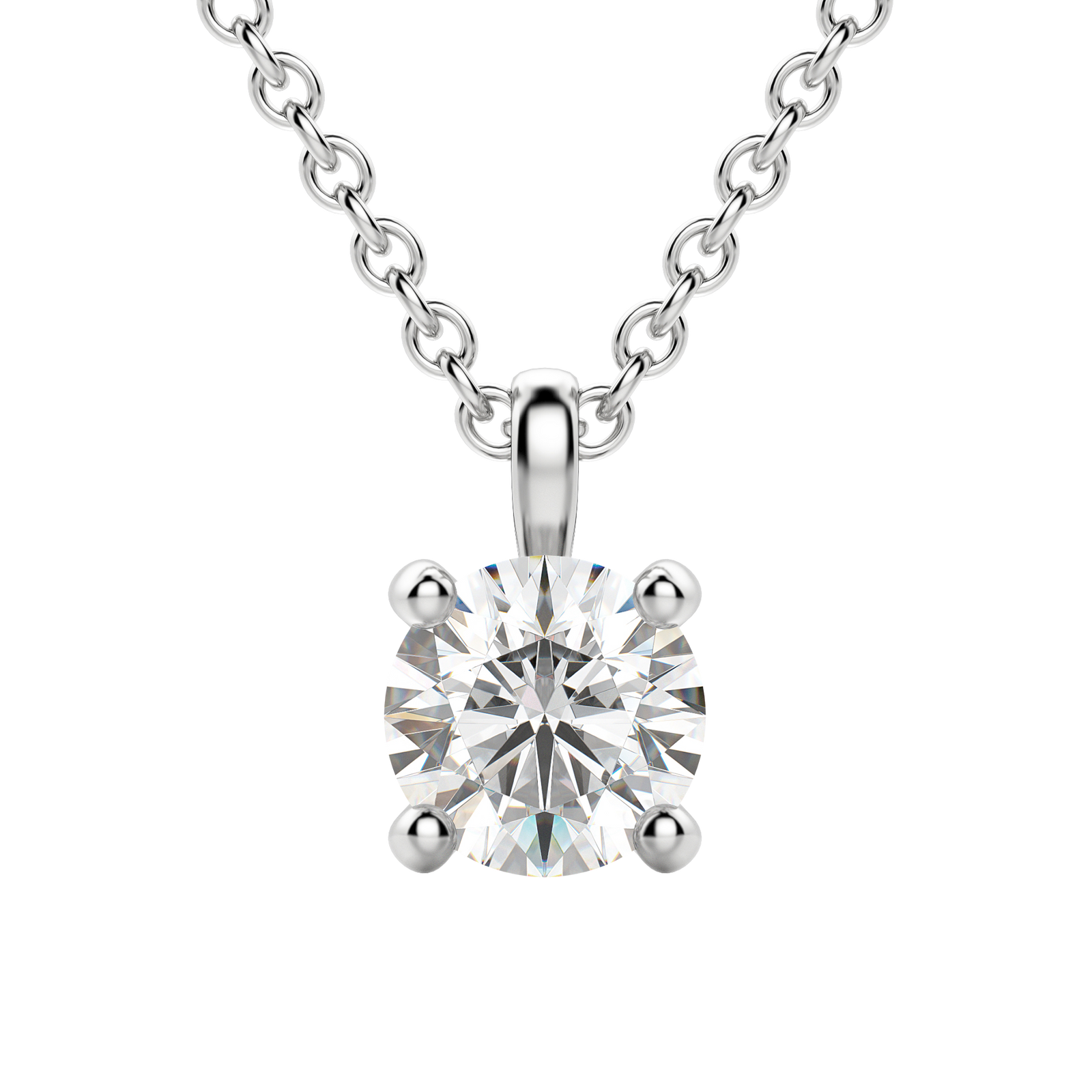 0.25-1.5CT Round Solitaire F-VS Lab Grown Diamond Necklace