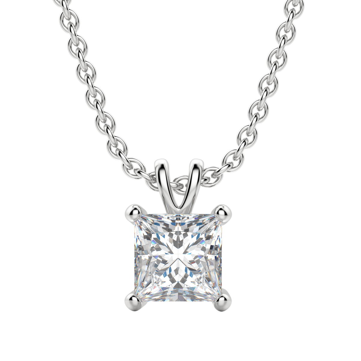 0.25CT- 1.0CT Princess Solitaire F-VS Lab Grown Diamond Necklace