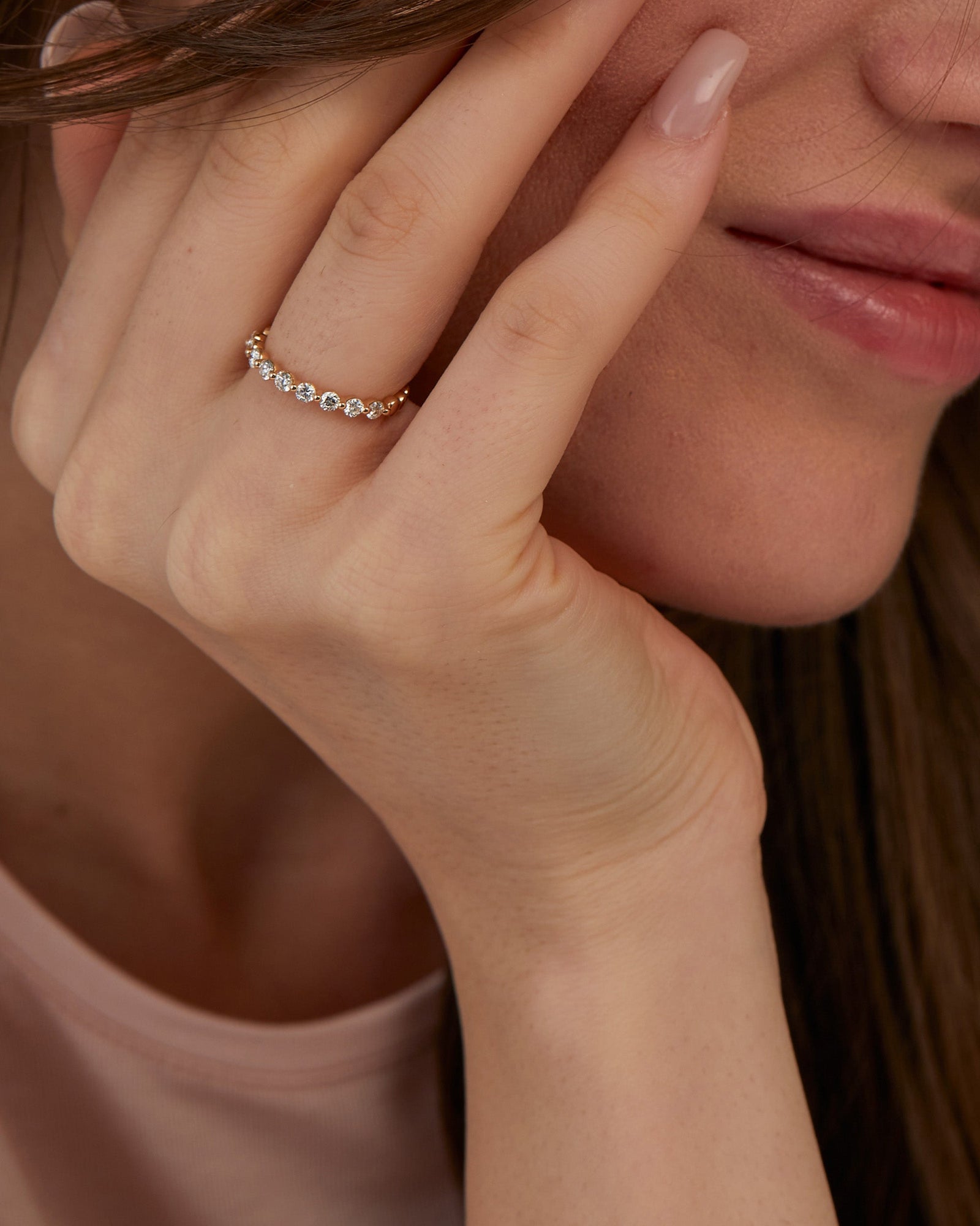 0.46ct Round EF- VVS Lab Grown Diamond Half Eternity Wedding Band