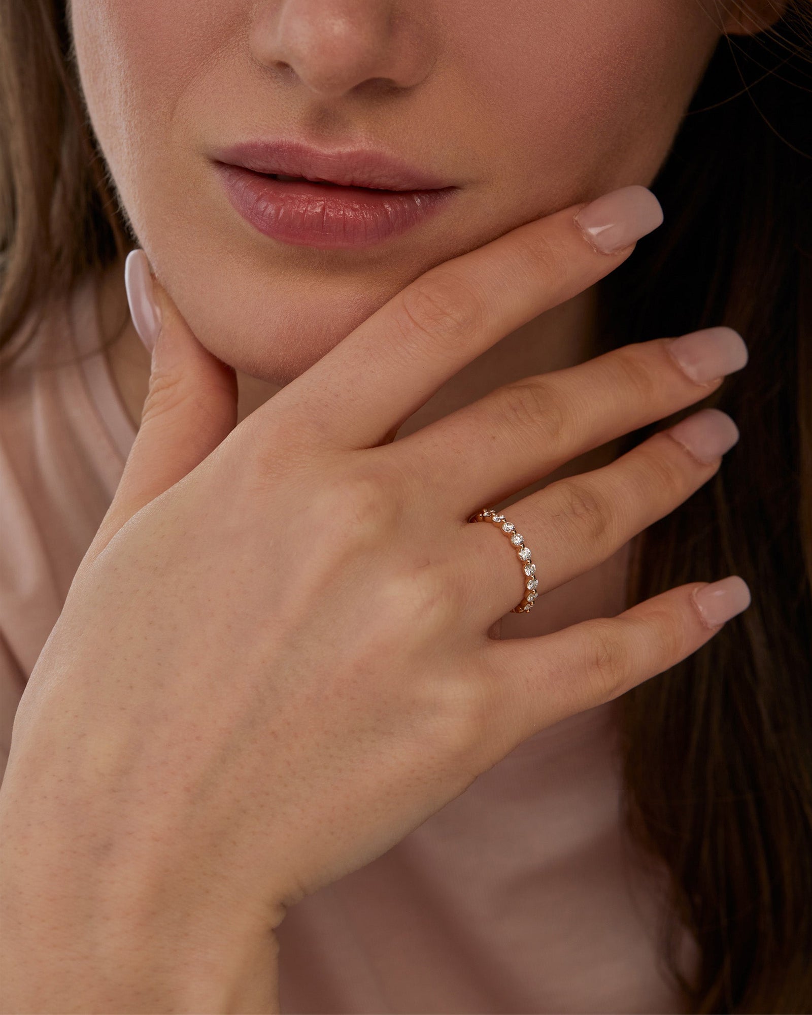 0.46ct Round EF- VVS Lab Grown Diamond Half Eternity Wedding Band