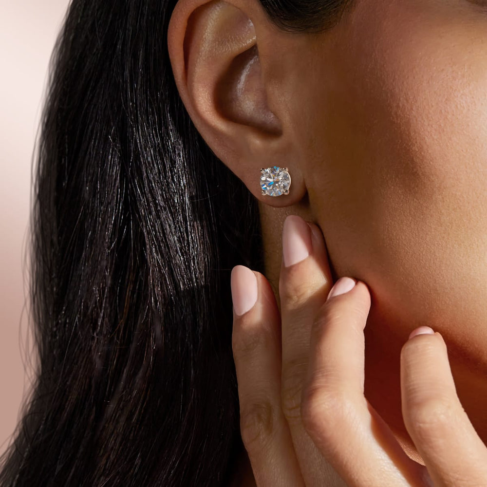 0.50CT - 4.0CT Round Solitaire F-VS Lab Grown Diamond Earrings