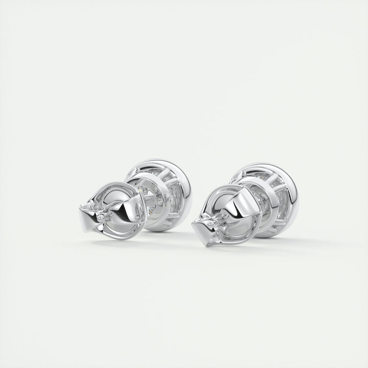 1.0CT Round Bezel Solitaire F-VS Lab Grown Diamond Earrings
