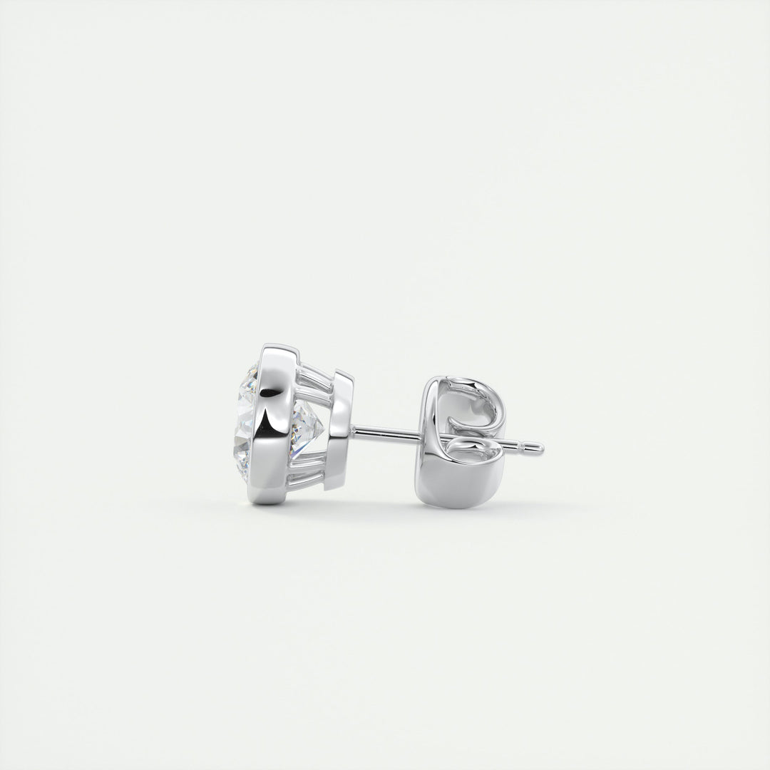 1.0CT Round Bezel Solitaire F-VS Lab Grown Diamond Earrings
