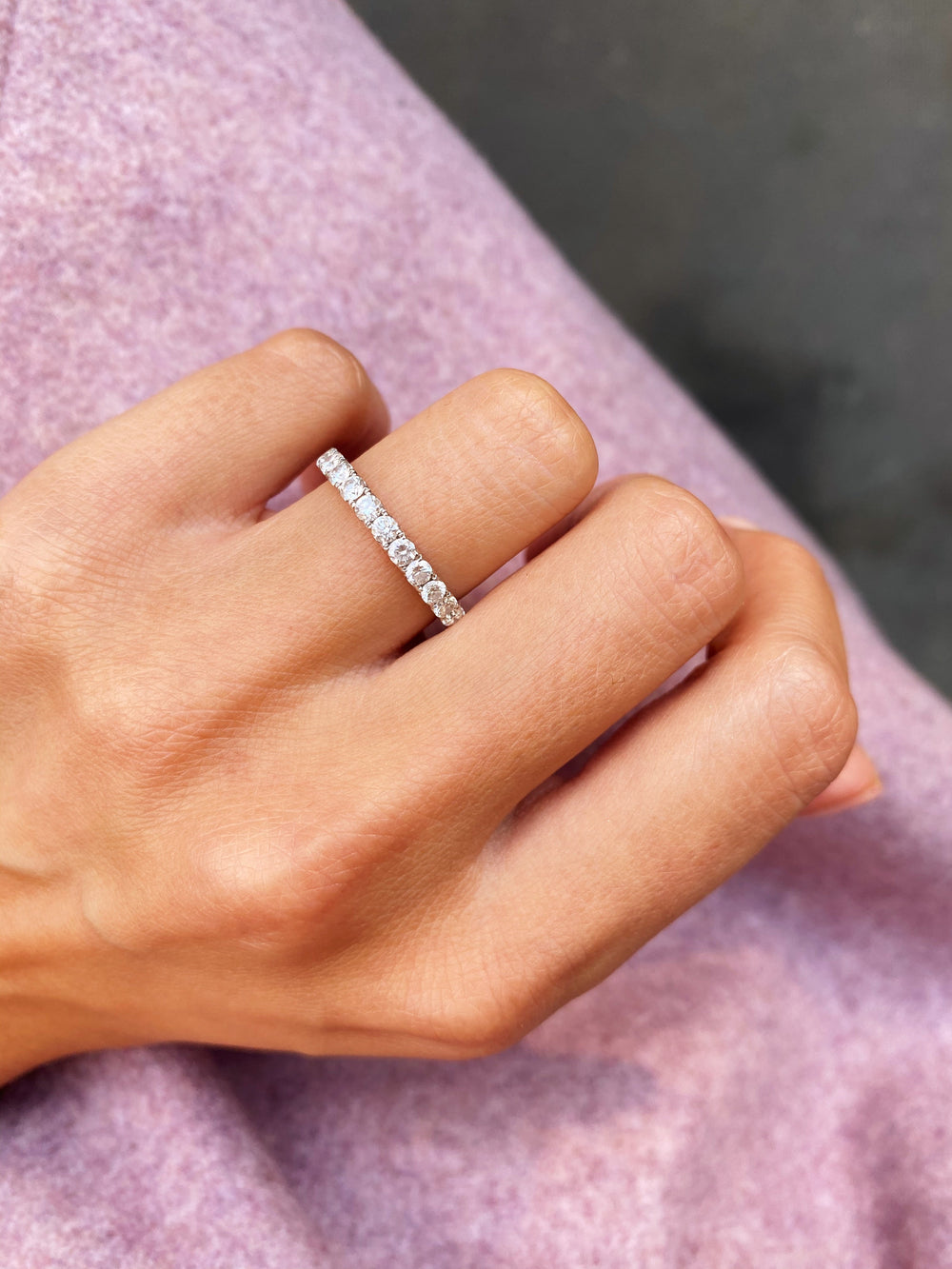 1.15CT Round Shaped Lab Grown Diamond Full Eternity Wedding Band