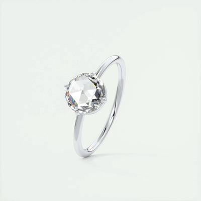 1.19CT Round Rose Cut Solitaire Moissanite Diamond Engagement Ring