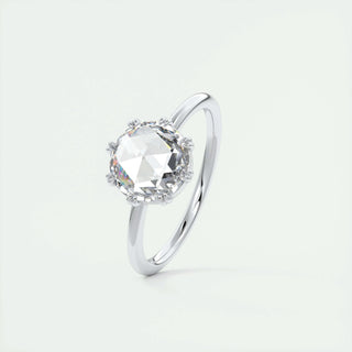 1.47CT Round Rose Cut Solitaire Double Prong Moissanite Engagement Ring