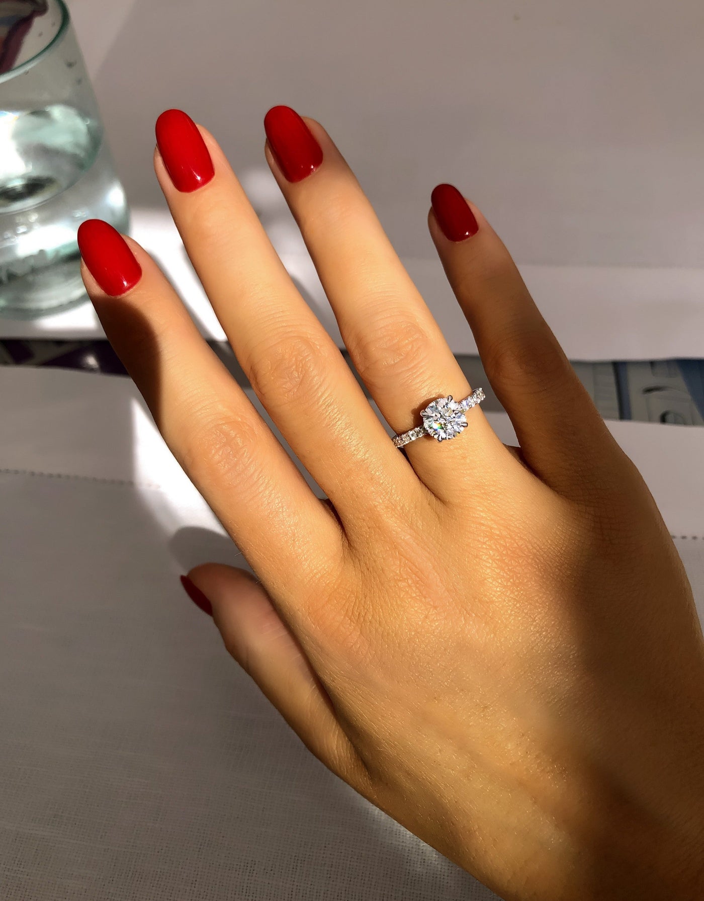 1.5ct Round F- VVS1 Lab Grown Diamond Pave Engagement Ring