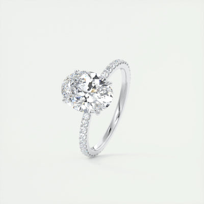 1.91CT Oval Cut Pave Moissanite Diamond Engagement Ring