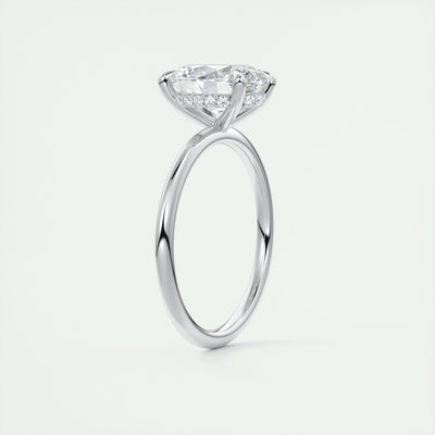 1.91CT Oval Solitaire Hidden Halo Diamond Moissanite Engagement Ring