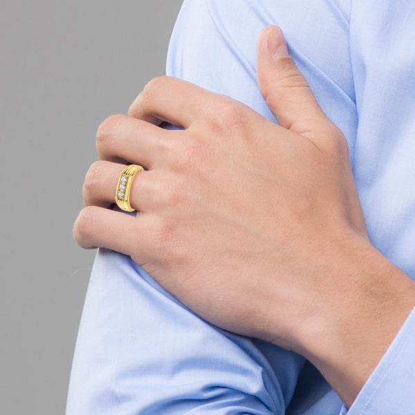 3mm Round Lab Grown Diamond Men's Wedding Band