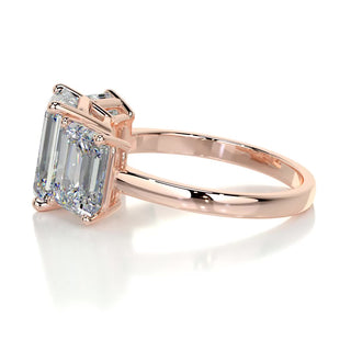 2.30 Carat Emerald Cut Three Stone Moissanite Solitaire Engagement Ring