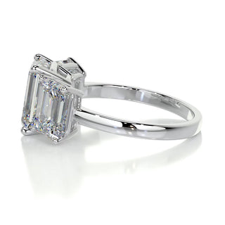 2.30 Carat Emerald Cut Three Stone Moissanite Solitaire Engagement Ring