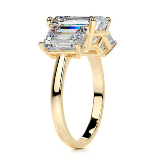 2.30 Carat Emerald Cut Three Stone Moissanite Solitaire Engagement Ring