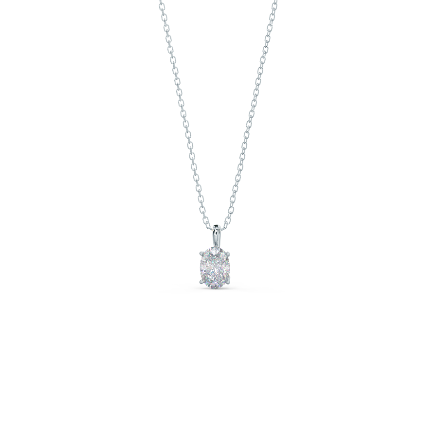 Oval Moissanite Solitaire Necklace in Solid Gold