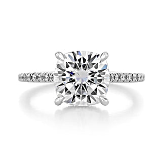 2.8CT Cushion Hidden Halo Moissanite Engagement Ring