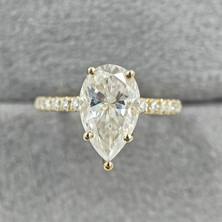 3.0CT Pear Cut Diamond Moissanite Hidden Halo Engagement Ring